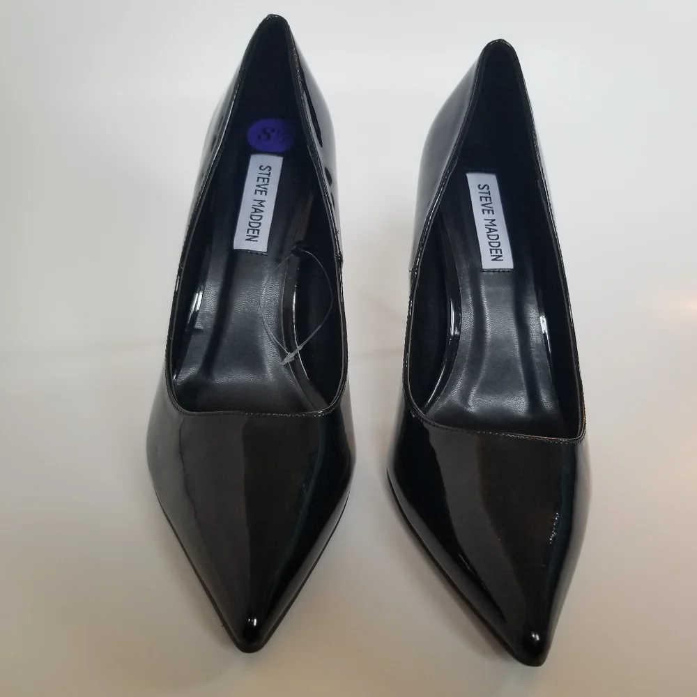 NIB NWOT Steve Madden Altisha black patent 4.25" heels siz 8.5 - Picture 2 of 13